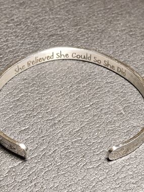 Motivational Engraved Silver Cuff Bracelet - Inspirational Quote